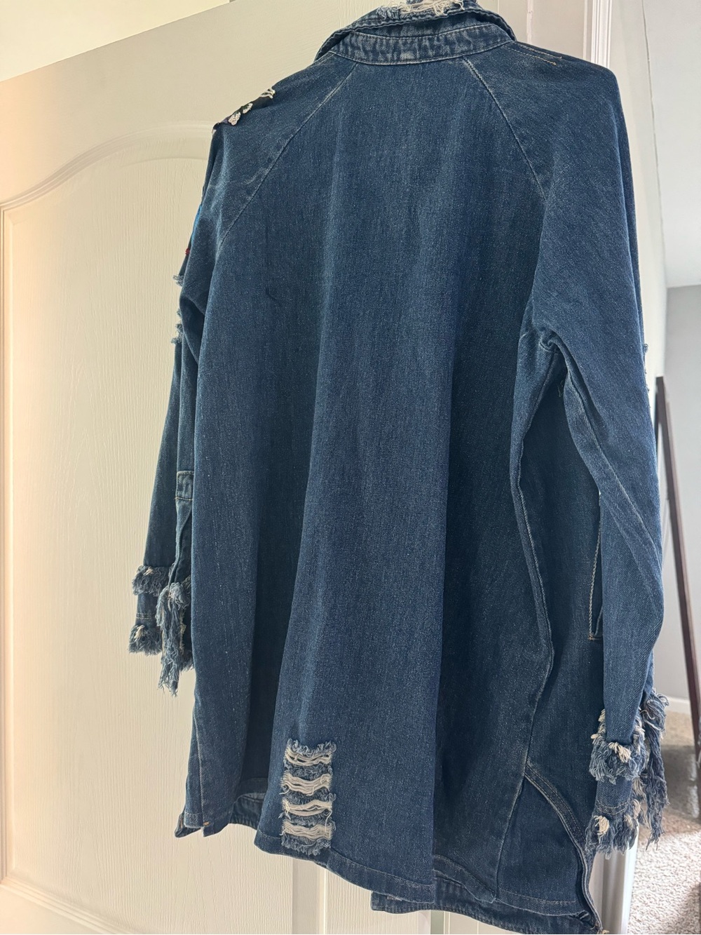 Embroidered Floral Denim Jacket - Dark Blue - Picture 5 of 5